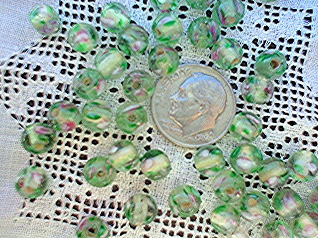 Round glass flower beads Clear Transparent 6.5 mm 25 grams (about 80 beads)