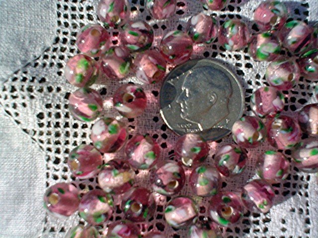 Round glass flower beads Amethyst Transparent 6.5 mm 25 grams (about 80 beads)