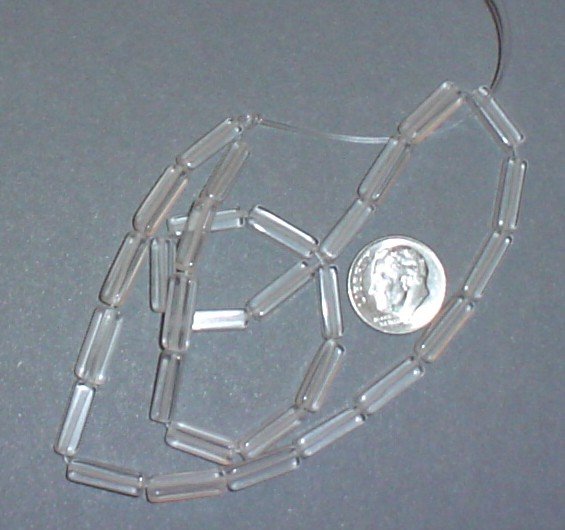 Clear glass beads 4 X 13 mm square 16 inch strand