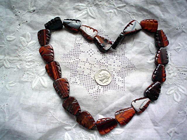 Red tigereye gemstone stone leaf beads 20 X 15 mm 20 beads