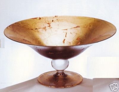 MURANO ITALIAN GOLD FOIL ART GLASS CENTERPIECE BOWL