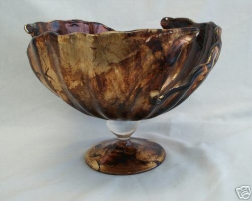 MURANO GOLD LEAF ITALIAN ART GLASS OPEN FOOTED VASE