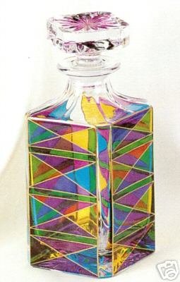 Murano Glass Multicolor Liquor Square Decanter with Stopper NIB