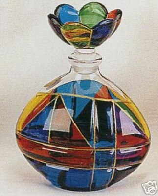 Murano Italian Art Glass Multicolor Perfume Bottle - Oval