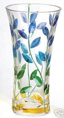 12" Medium Multi-Color Leaves Murano Glass Vase NIB