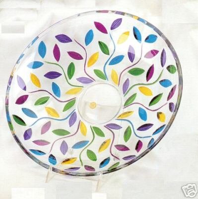 Murano Italian Made Glass Multicolor Leaves 13" Centerpiece Bowl NIB