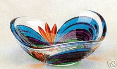 Murano Italian Art Glass Handpainted Multicolor Small Round Bowl