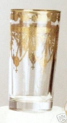 NEW Set of 6 Murano Medici Gold Overlay Highball Glasses Made In Italy
