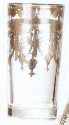 New Murano Highball Glasses Set of 6 Handpainted Made In Italy Silver Clear