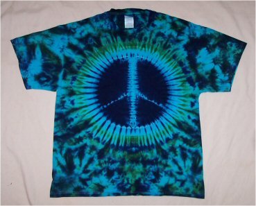 Tie Dye Turquoise Blue & Green Peace Sign T-Shirt