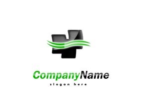 Green and black logo with lines #1010