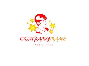 Red and yellow hair salon logo #1014