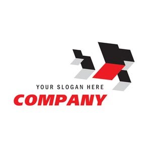 Modern red and black blocks logo #1203