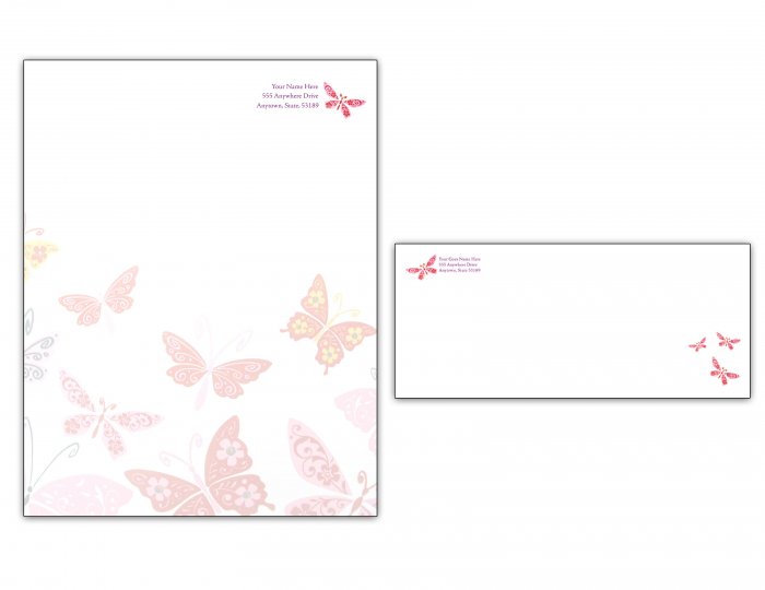 Butterfly Letterhead/ Envelope set 001