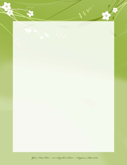 Green flower letterhead template 009