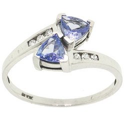 NEW Tanzanite and Diamond White Gold Ring trillion cut