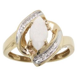 NEW Marquise Opal and Diamond Yellow Gold Ring