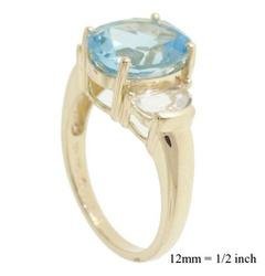 NEW 3.0cttw Blue and White Topaz 10K Yellow Gold Ring