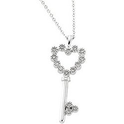 NEW GREAT BUY 14K White Gold Diamond Heart Necklace