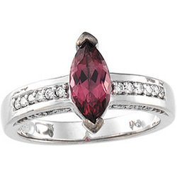 14K White Gold Genuine Pink Tourmaline & Diamond Ring GREAT DEAL!!!!!