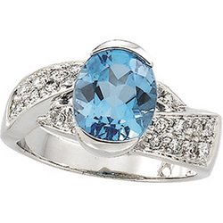 BUY HERE DEALS ARE RIGHT HERE 14K White Gold Genuine Swiss Blue Topaz And Diamond Ring