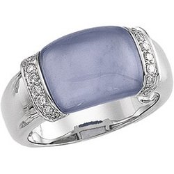 NEW GREAT DEALS!!14K White Gold Genuine Chalcedony & Diamond Ring