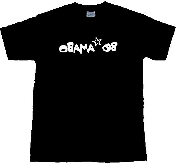 Barack Obama 08, T-shirt, Black with White Graphics