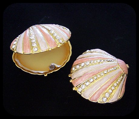 FloraLinda Orange Blossom Solid Perfume Jewelled Shell Compact