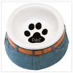 Blue Jean Ceramic Pet Bowl