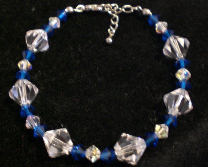 Swarovski crystals in capri blue and crystal clear AB- Bracelet