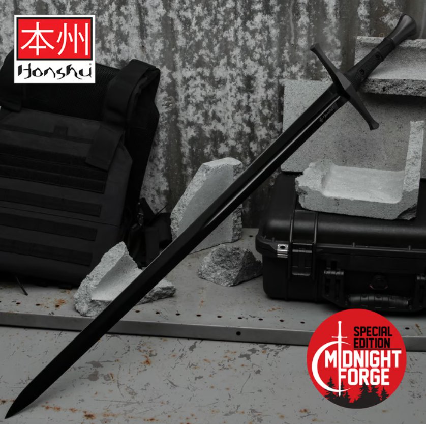 Honshu Midnight Forge Broadsword And Scabbard Black High Carbon