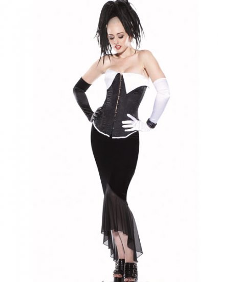 Velvet & Mesh Long Skirt Spandex
