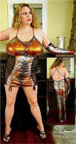 Sultry Metalic Gown Mesh Side panels PLUS SIZE