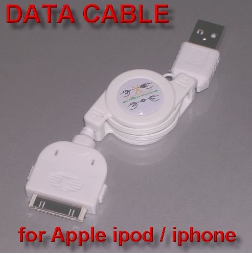 Retractable USB 2.0 Data Cable for Apple i-pod / i-phone