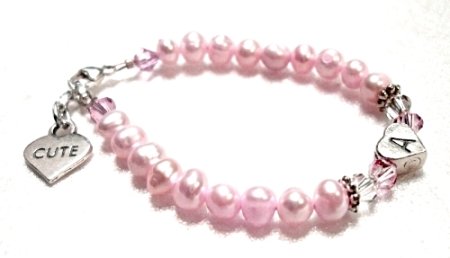 Fresh Water Pearls Child Initial Bracelet