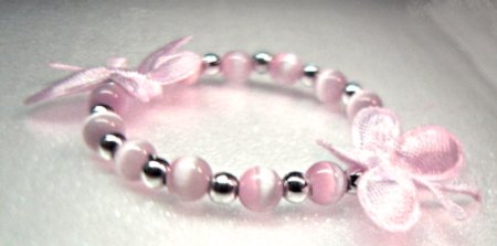 Pink Satin Butterfly Child Bracelet