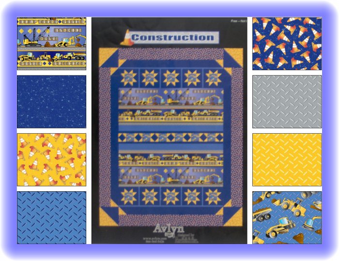 Avlyn Creations Possibilities Construction Equipment Quilt Top Fabric Kit