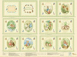 Beatrix Potter Victorian Nursery Book Panel Quilt Blocks Cotton Fabric