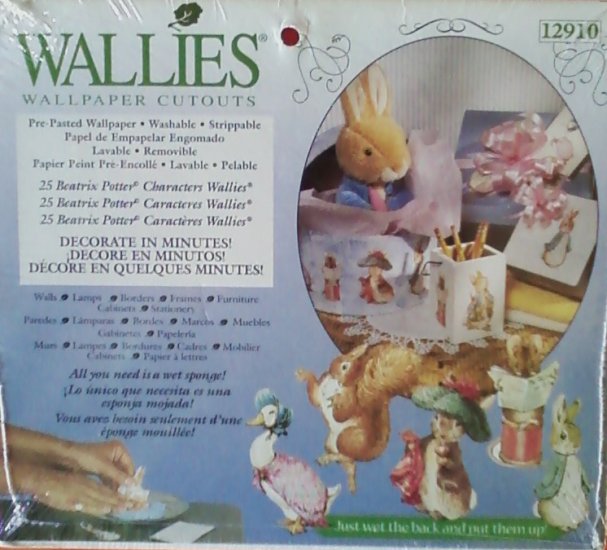 Wallies Wallpaper Cutouts 25 Peter Rabbit Beatrix Potter Characters Pre-Pasted Washable 12910