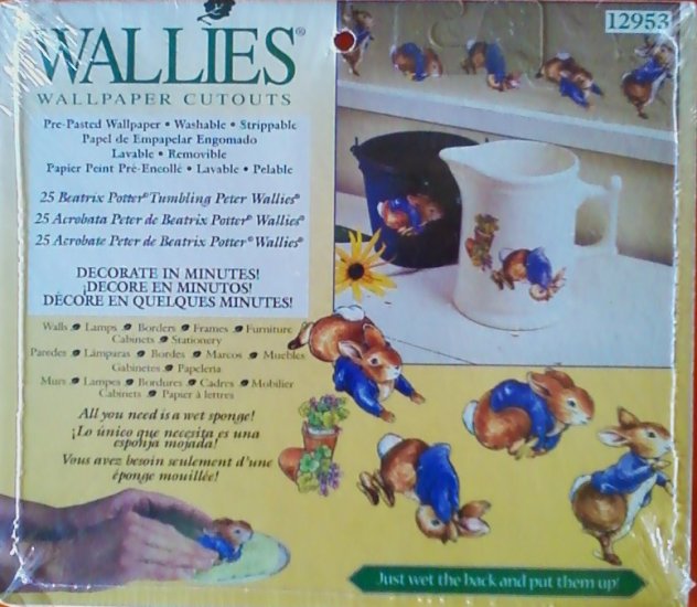 25 Beatrix Potter Tumbling Peter Rabbit Wallies Pre-Pasted Washable Wallpaper Cutouts 12953