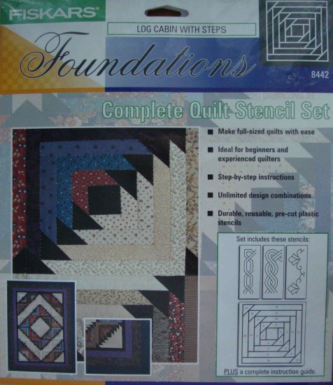 Fiskars Log Cabin with Steps 8442 Quilt Stencil Set Pattern Template for Foundation Piecing
