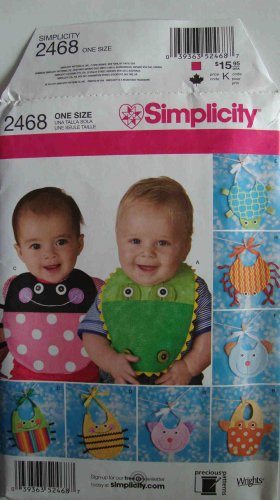 Simplicity Precious Patterns 2468 8 Animal Baby Bibs Lady Bug Turtle Bee +More