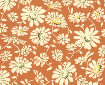 1 3/4- Yard MODA American Jane Wee Play Retro Orange Daisies Cotton Quilt Fabric