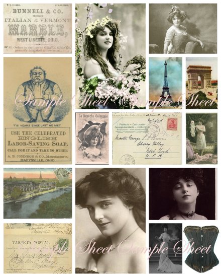 Paris Papers Digital Collage Sheet