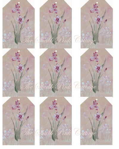 Iris Cottage Garden Shabby n Chic Tags Collage Sheet