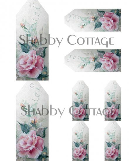 Shabby n Chic Vintage Roses Price Tags Digital Collage Sheet