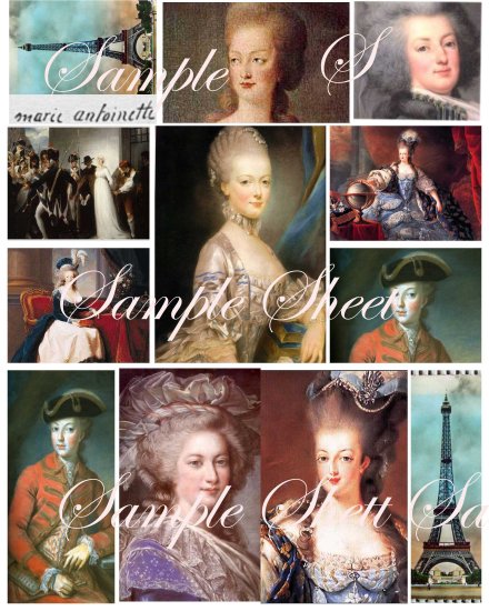 Marie Antoinette Paris Portraits Collage Sheet.