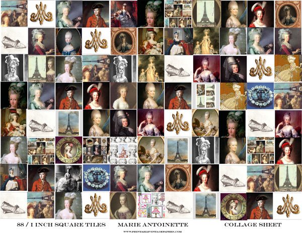 Scrabble Tiles Inches Marie Antoinette Paris Digital Collage Sheet EC161