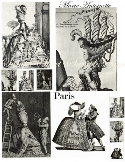 Big Hair Marie Antoinette Funny Digital Collage Sheet EC145