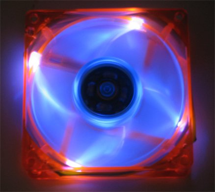 Quiet 80MM UV LED Orange Blue Glow Case Fan